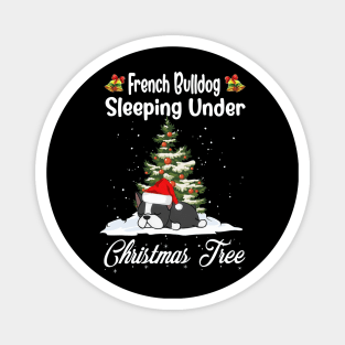 French Bulldog Sleeping Under Christmas Tree Funny Xmas Magnet